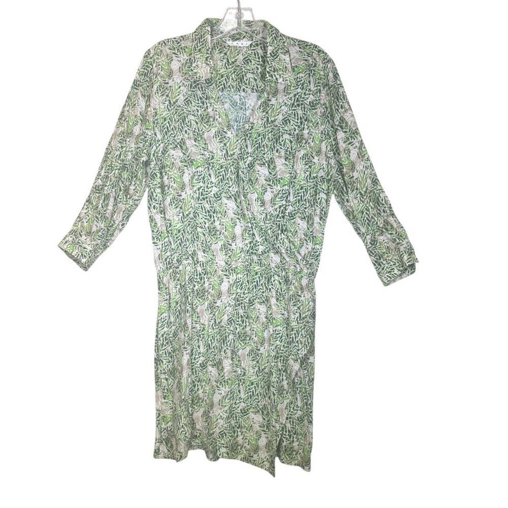 CAbi Dress Green Women's Size M Faux Wrap Elastic Waist Long Sleeve Green Tropic - Picture 3 of 12